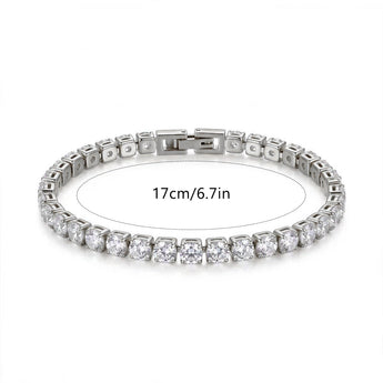 Silver-tone tennis bracelet size guide, 17 cm or 6.7 in length