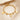Gold paperclip chain bracelet with letter U charm, round coin charms and bead charms